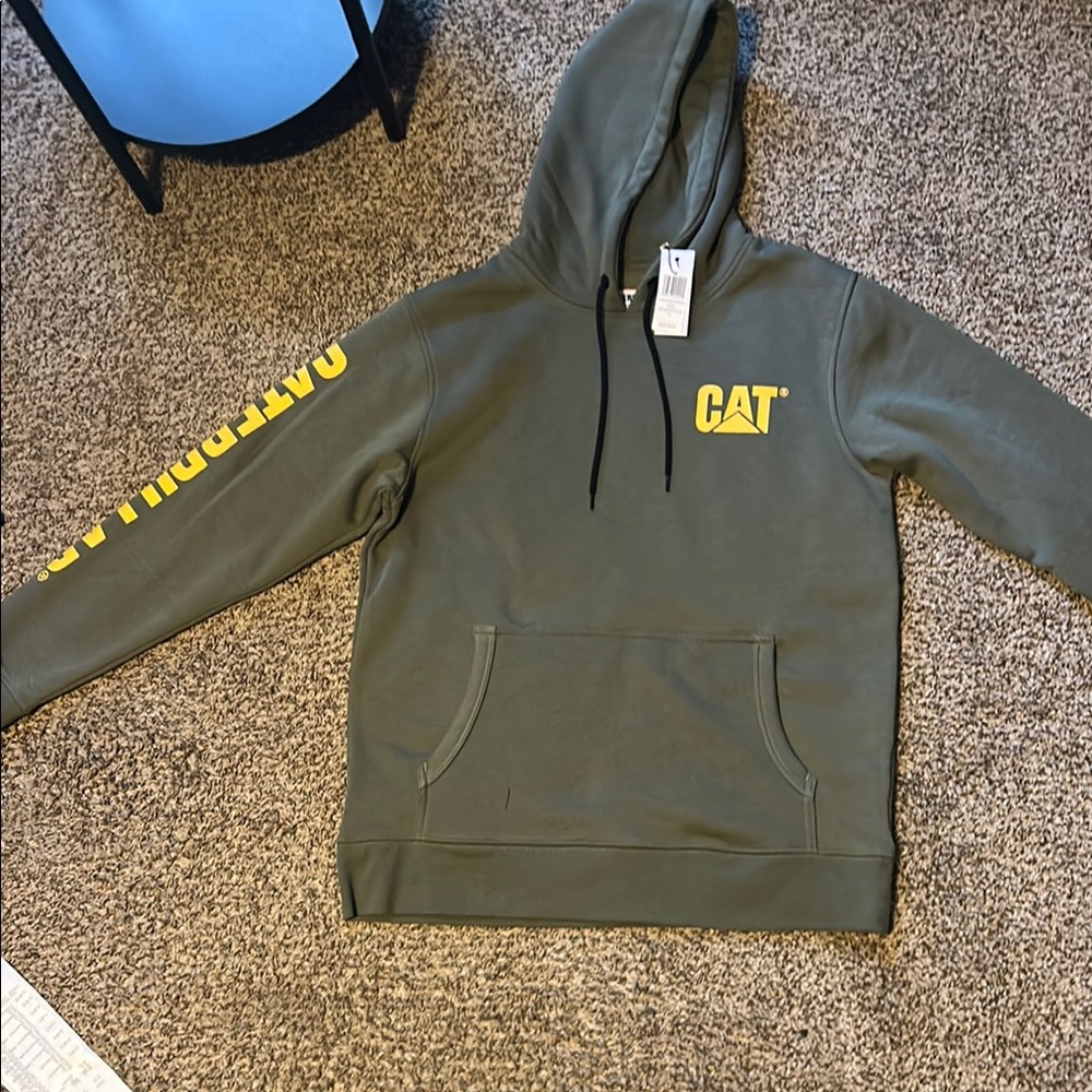 Caterpillar Green Hoodie with Yellow Logo NWT